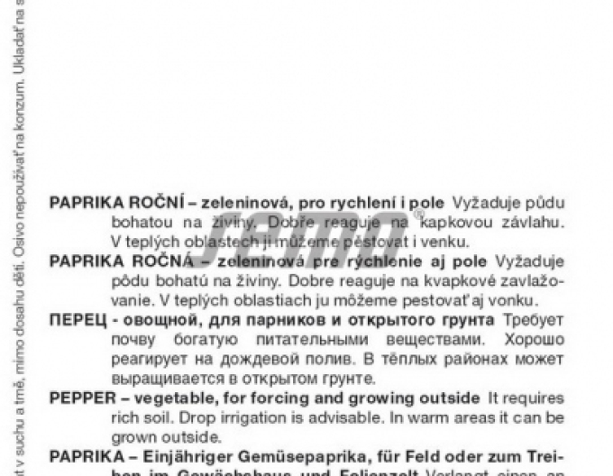 Semo Paprika ročná ´Slovanus F1´