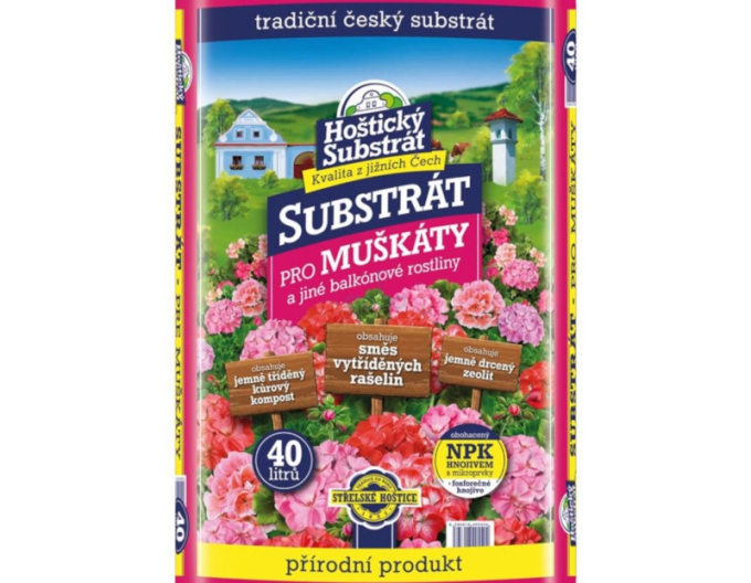 Hoštický Substrát na muškáty a balkónové kvety 40l