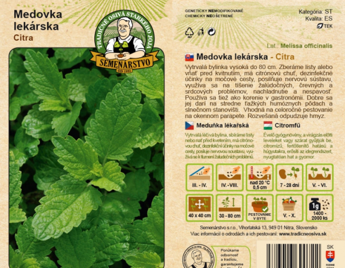 Semenárstvo Medovka lekárska ´Citra´