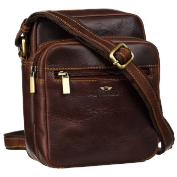 Pánská kožená crossbody taška hnědá (KT184)